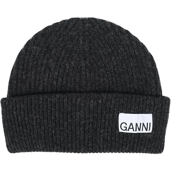 Amazon | [Ganni] [ガニー] 帽子 ニット帽 ビーニー ブラック